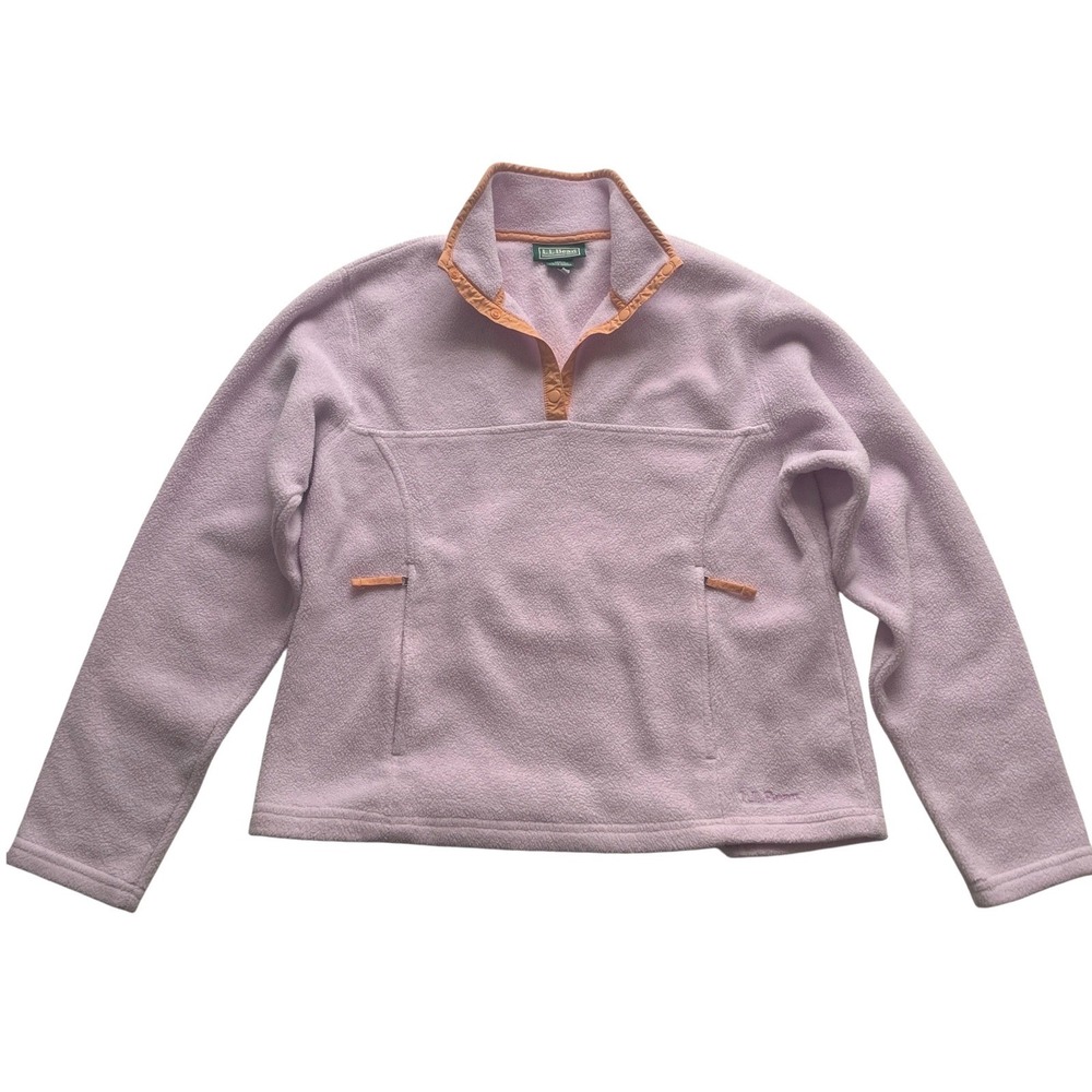 LL Bean Fleece Snap Pullover Women Small Pink/Lilac Gorpcore Jacket Granola Girl
